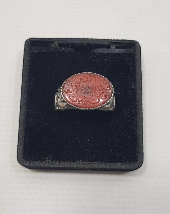 EHLİBEYT YAZILI AKİK TAŞLI GÜMÜŞ YÜZÜK