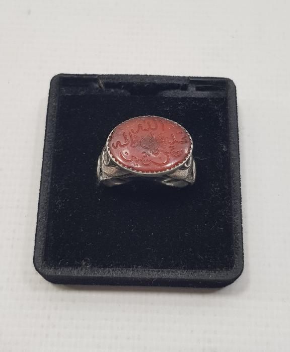 EHLİBEYT YAZILI AKİK TAŞLI GÜMÜŞ YÜZÜK