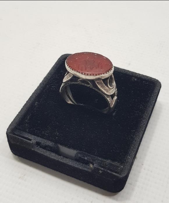 EHLİBEYT YAZILI AKİK TAŞLI GÜMÜŞ YÜZÜK