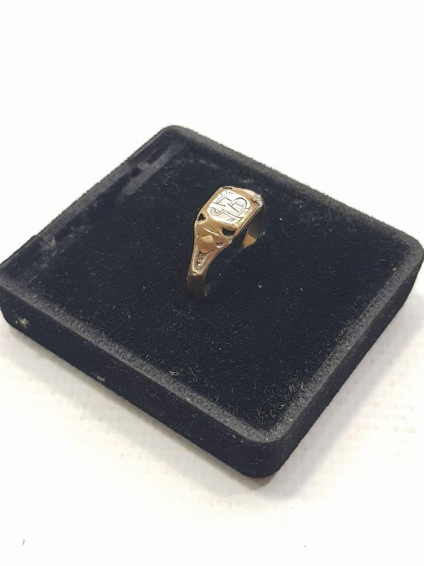 MS İNİSİYALLİ ALTIN KAPLAMA ANTİKA YÜZÜK