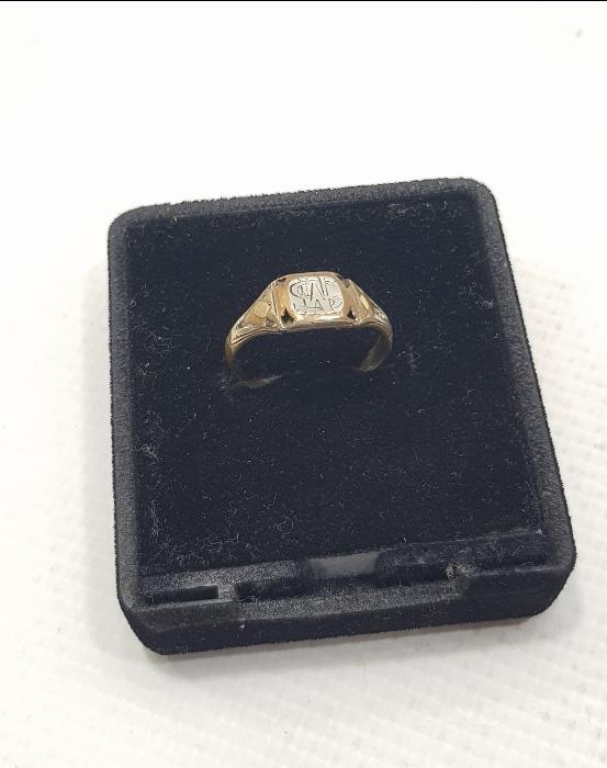 MS İNİSİYALLİ ALTIN KAPLAMA ANTİKA YÜZÜK