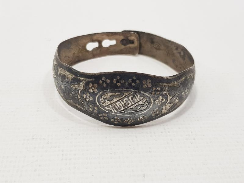 1930'LARDAN YADİGAR YAZILI SAVATLI GÜMÜŞ BİLEZİK