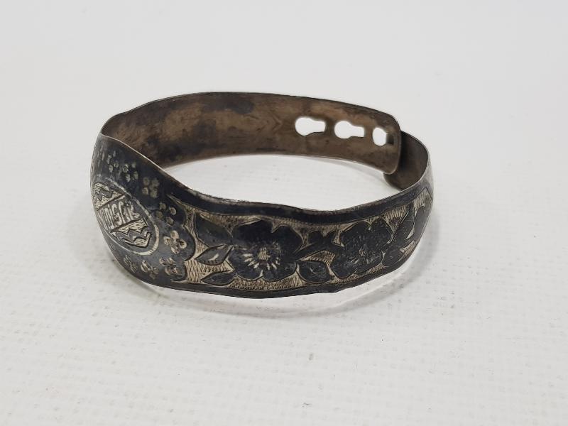 1930'LARDAN YADİGAR YAZILI SAVATLI GÜMÜŞ BİLEZİK