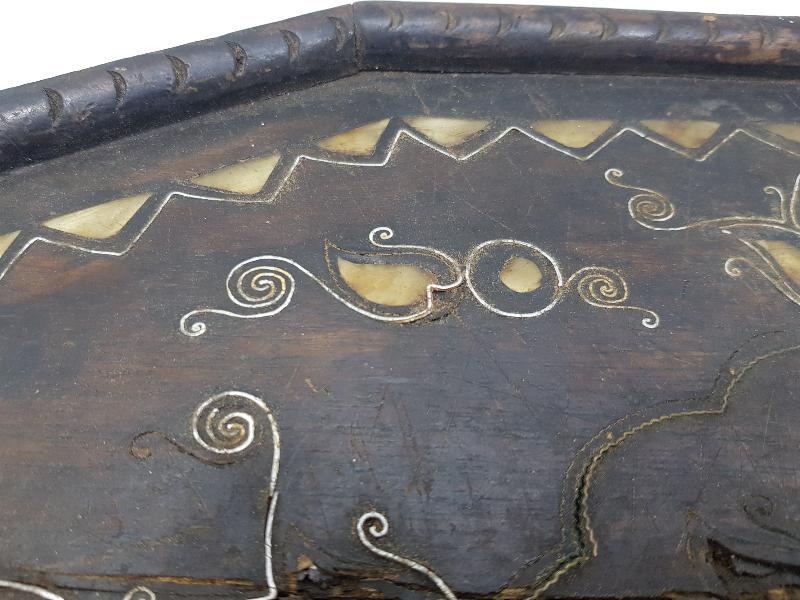 OSMANLI DÖNEMİ AFYON İŞİ GÜMÜŞ VE SEDEF KAKMA AHŞAP GELİN TEPSİSİ