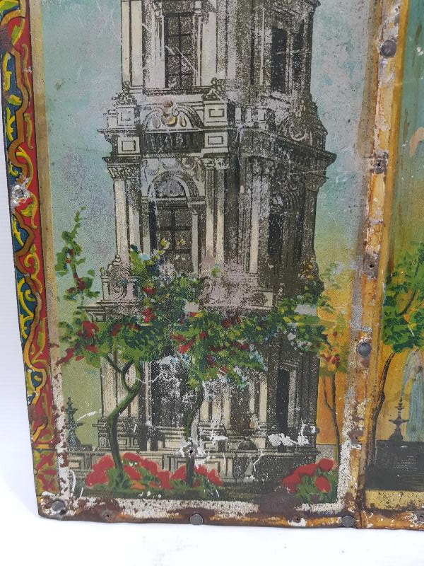 OSMANLI DÖNEMİ DOLMABAHÇE SAAT KULESİ RESİMLİ TENEKE PANO