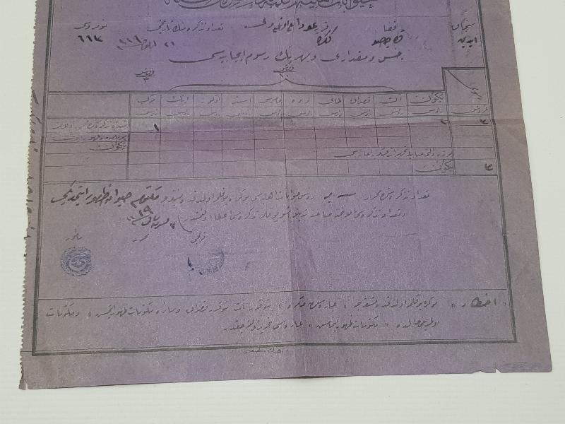 OSMANLI DÖNEMİ HAYVAN YOKLAMA TEZKERESİ - NADİR 