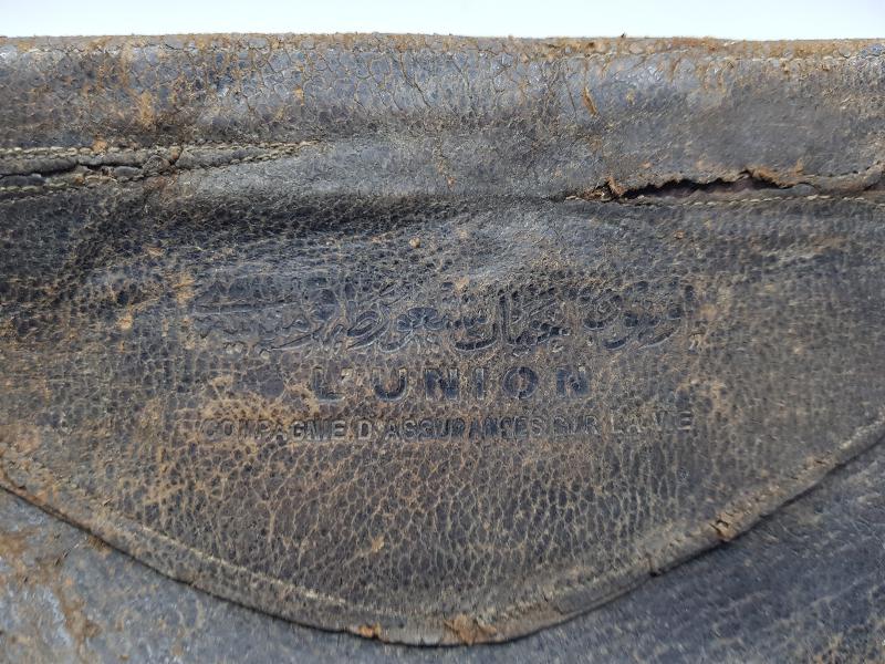 OSMANLICA VE FRANSIZCA UNION HAYAT SİGORTASI KUMPANYASI YAZILI DERİ CÜZDAN