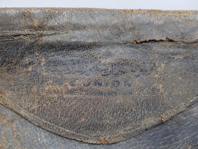 OSMANLICA VE FRANSIZCA UNION HAYAT SİGORTASI KUMPANYASI YAZILI DERİ CÜZDAN