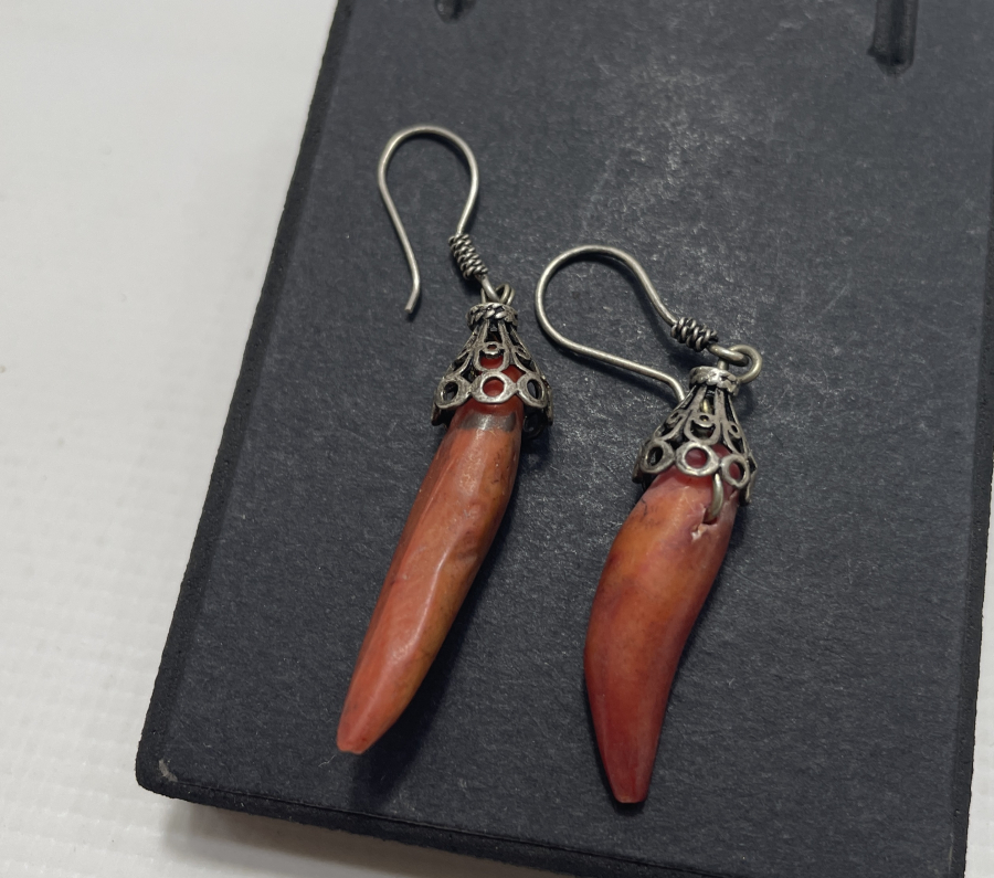 ÖZEL YAPIM MERCAN TAŞLI TELKARİ KÜPE