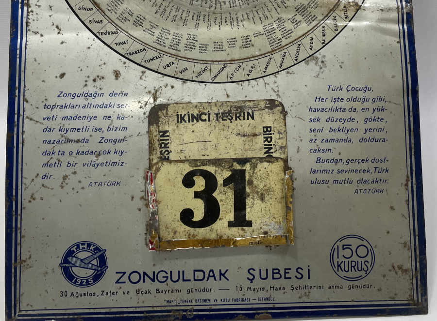 TÜRK HAVA KURUMU CUMHURİYET BAŞLARI ÇOK NADİR TAKVİM