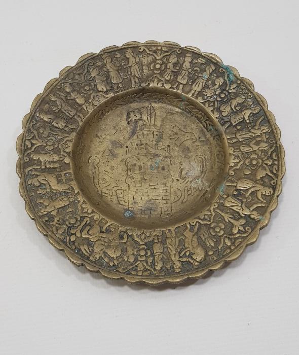 1930'LARDAN GALATA KULESİ TEMALI PİRİNÇ HATIRA TABAK