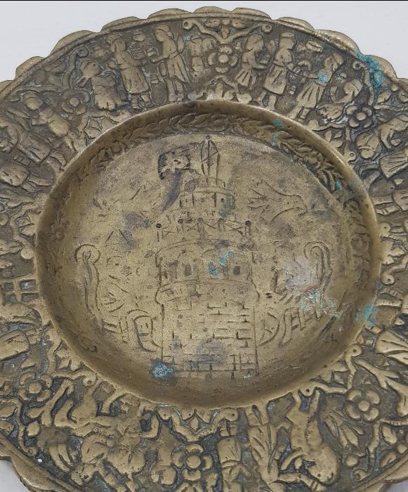 1930'LARDAN GALATA KULESİ TEMALI PİRİNÇ HATIRA TABAK