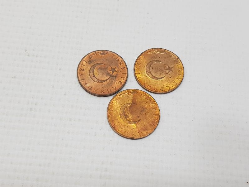 1970-1974 TARİHLİ ÜÇ ADET BAKIR 5 KURUŞ