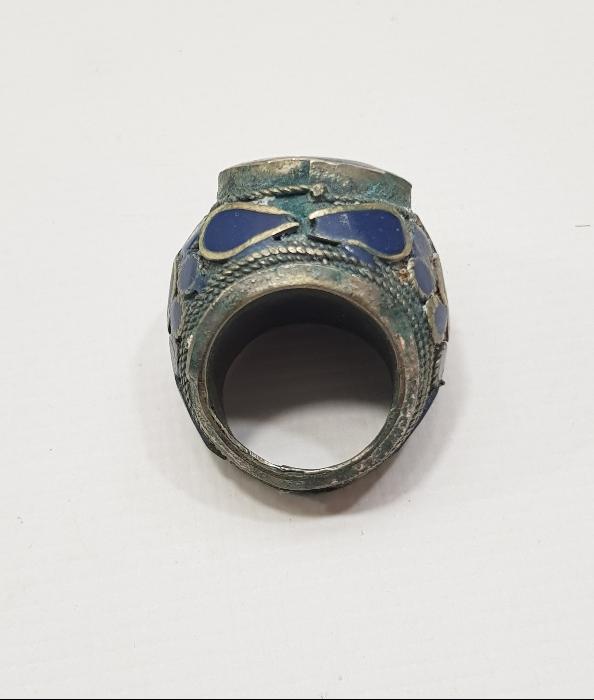 ESKİ TÜRKMEN İŞİ ÜZERİ YAZILI KALLAVİ BOY YÜZÜK 