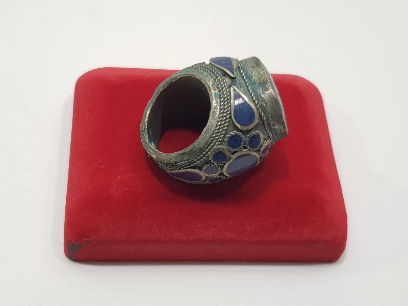 ESKİ TÜRKMEN İŞİ ÜZERİ YAZILI KALLAVİ BOY YÜZÜK 