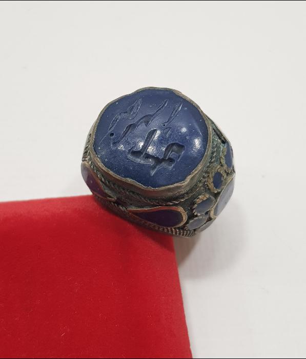 ESKİ TÜRKMEN İŞİ ÜZERİ YAZILI KALLAVİ BOY YÜZÜK 