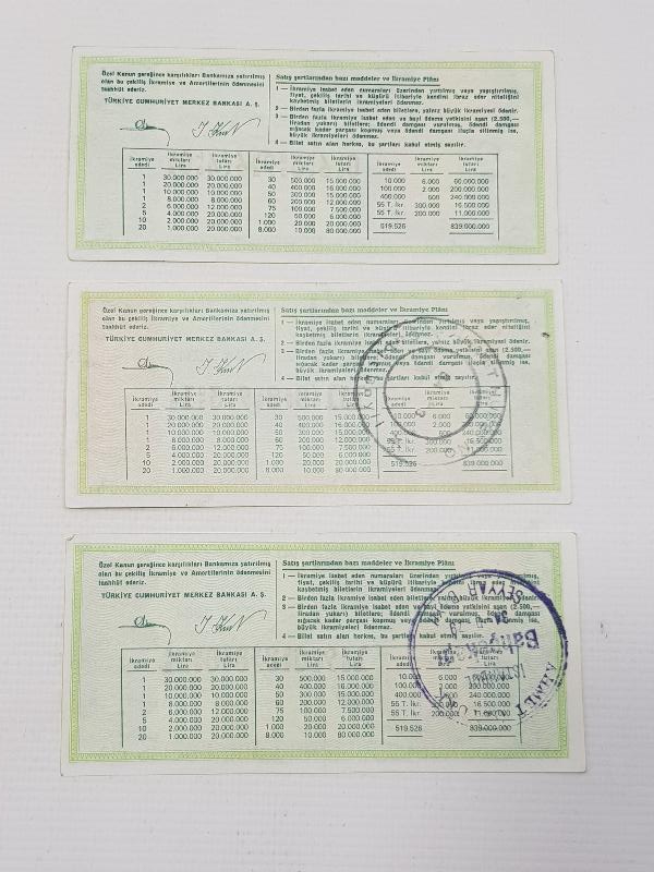 29 OCAK 1984 ÇEYREK, YARIM VE TAM MİLLİ PİYANGO BİLETİ