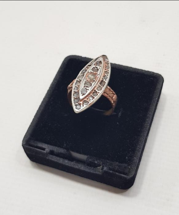 OSMANLI DÖNEMİ MEKİK FORMLU KALLAVİ BOY ELMAS YÜZÜK