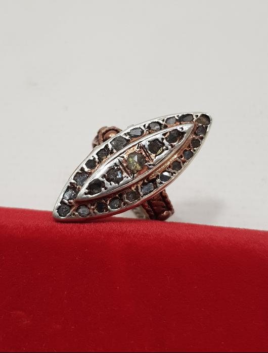 OSMANLI DÖNEMİ MEKİK FORMLU KALLAVİ BOY ELMAS YÜZÜK