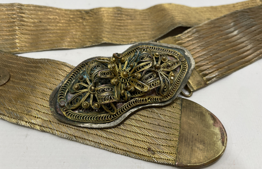 OSMANLI DÖNEMİ ALTIN VERMEYLİ TRABZON HASIR ÖRME VAN DAMGALI GELİN KEMERİ