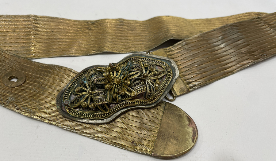 OSMANLI DÖNEMİ ALTIN VERMEYLİ TRABZON HASIR ÖRME VAN DAMGALI GELİN KEMERİ