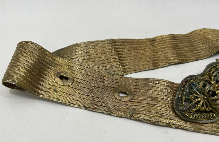 OSMANLI DÖNEMİ ALTIN VERMEYLİ TRABZON HASIR ÖRME VAN DAMGALI GELİN KEMERİ