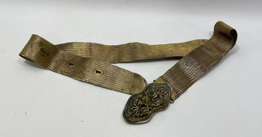 OSMANLI DÖNEMİ ALTIN VERMEYLİ TRABZON HASIR ÖRME VAN DAMGALI GELİN KEMERİ