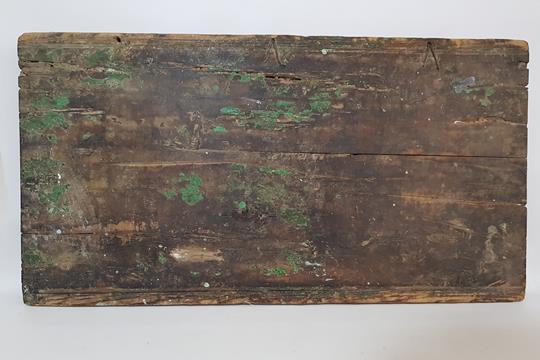 OSMANLI DÖNEMİ KÖK BOYALI ÇARKIFELEK RESİMLİ SANDIK KAPAĞI