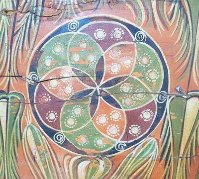 OSMANLI DÖNEMİ KÖK BOYALI ÇARKIFELEK RESİMLİ SANDIK KAPAĞI