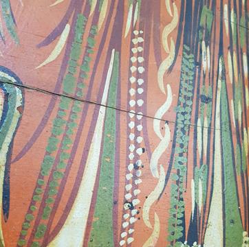 OSMANLI DÖNEMİ KÖK BOYALI ÇARKIFELEK RESİMLİ SANDIK KAPAĞI