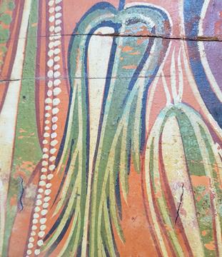 OSMANLI DÖNEMİ KÖK BOYALI ÇARKIFELEK RESİMLİ SANDIK KAPAĞI