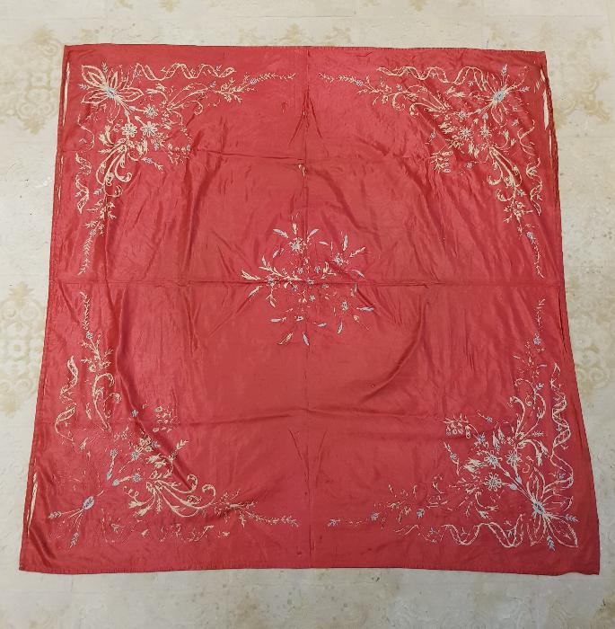 OSMANLI DÖNEMİ RUM İŞİ SUZENİ İŞLEMELİ İPEK BOHÇA