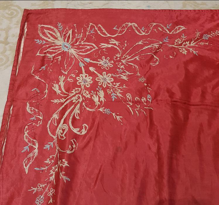 OSMANLI DÖNEMİ RUM İŞİ SUZENİ İŞLEMELİ İPEK BOHÇA