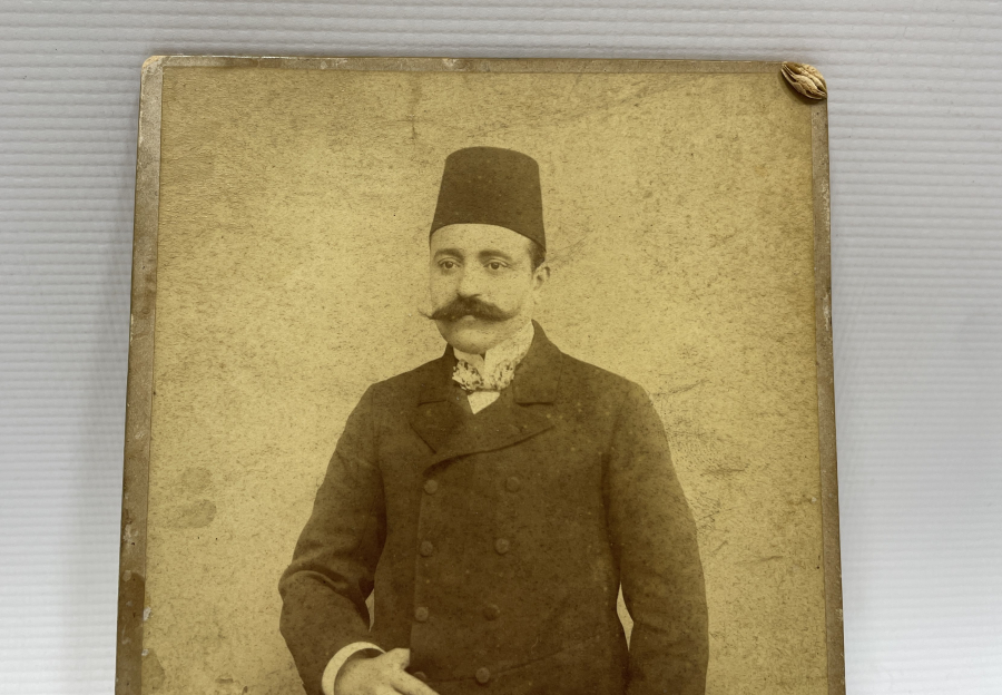 OSMANLI DÖNEMİ TALAT PAŞA GÖRSELLİ OSMANLICA YAZILI KABİN FOTOĞRAFI