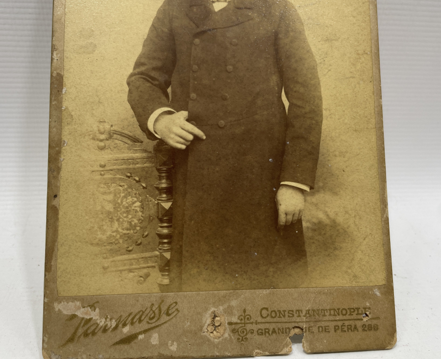 OSMANLI DÖNEMİ TALAT PAŞA GÖRSELLİ OSMANLICA YAZILI KABİN FOTOĞRAFI