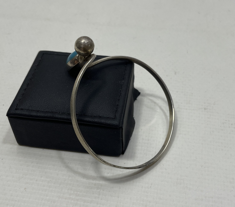 TURKUAZ TAŞLI ÖZEL YAPIM GÜMÜŞ BİLEZİK