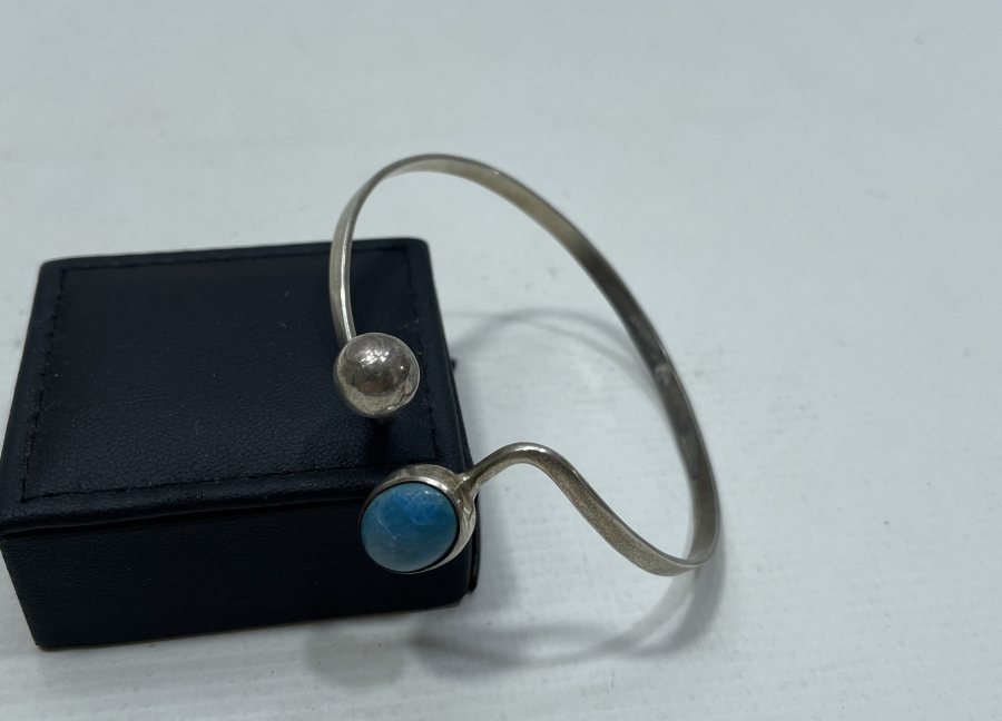 TURKUAZ TAŞLI ÖZEL YAPIM GÜMÜŞ BİLEZİK