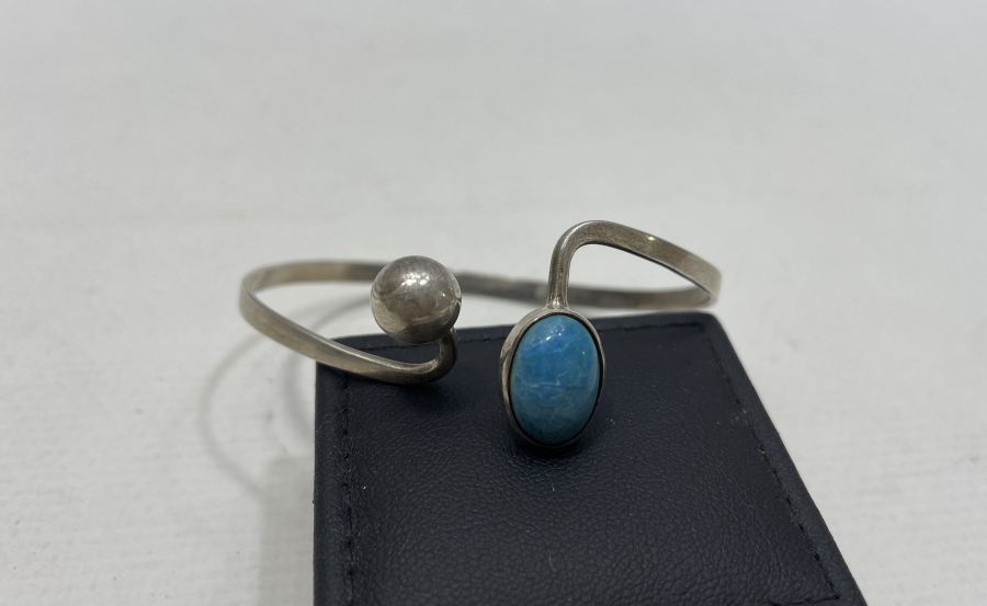 TURKUAZ TAŞLI ÖZEL YAPIM GÜMÜŞ BİLEZİK