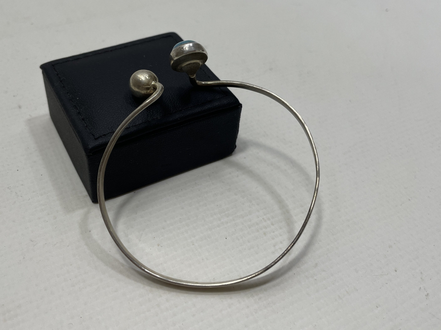 TURKUAZ TAŞLI ÖZEL YAPIM GÜMÜŞ BİLEZİK