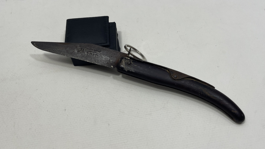 ÜZERİ OSMANLICA YAZILI BOYNUZ SAPLI NADİR ÇAKI