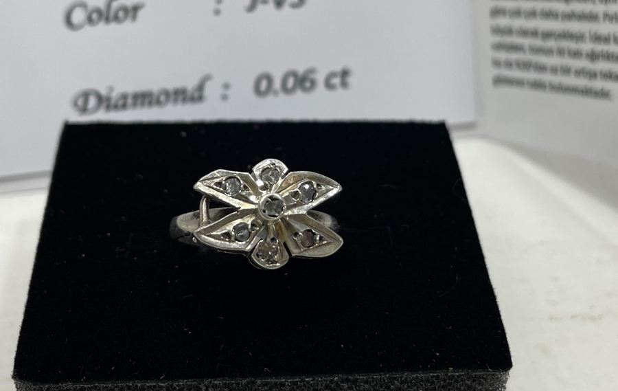 ELMAS TAŞLI ÖZEL YAPIM ANTİKA YÜZÜK