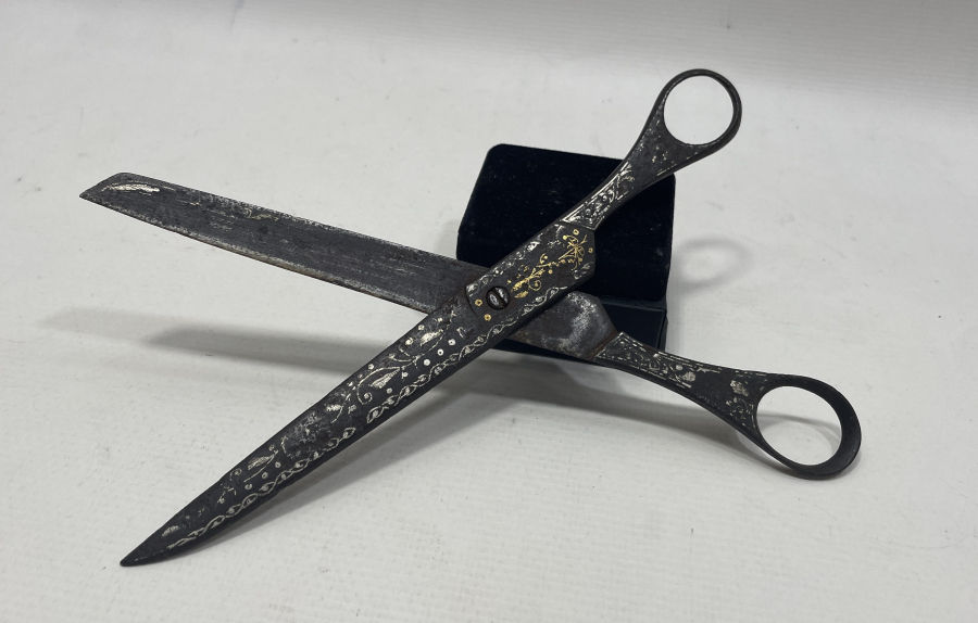 OSMANLI DÖNEMİ ALTIN VE GÜMÜŞ İŞLEMELİ NADİR HATTAT MAKASI