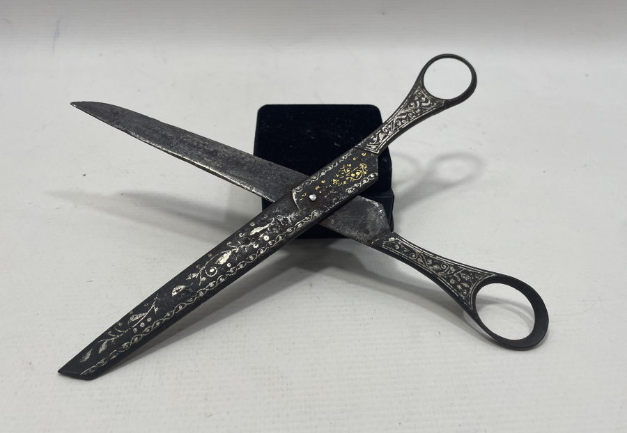 OSMANLI DÖNEMİ ALTIN VE GÜMÜŞ İŞLEMELİ NADİR HATTAT MAKASI