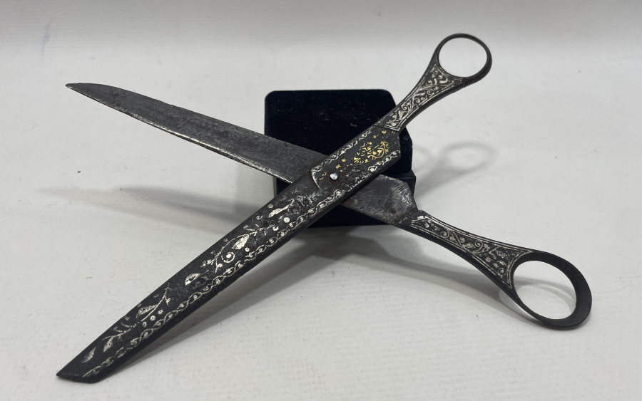 OSMANLI DÖNEMİ ALTIN VE GÜMÜŞ İŞLEMELİ NADİR HATTAT MAKASI