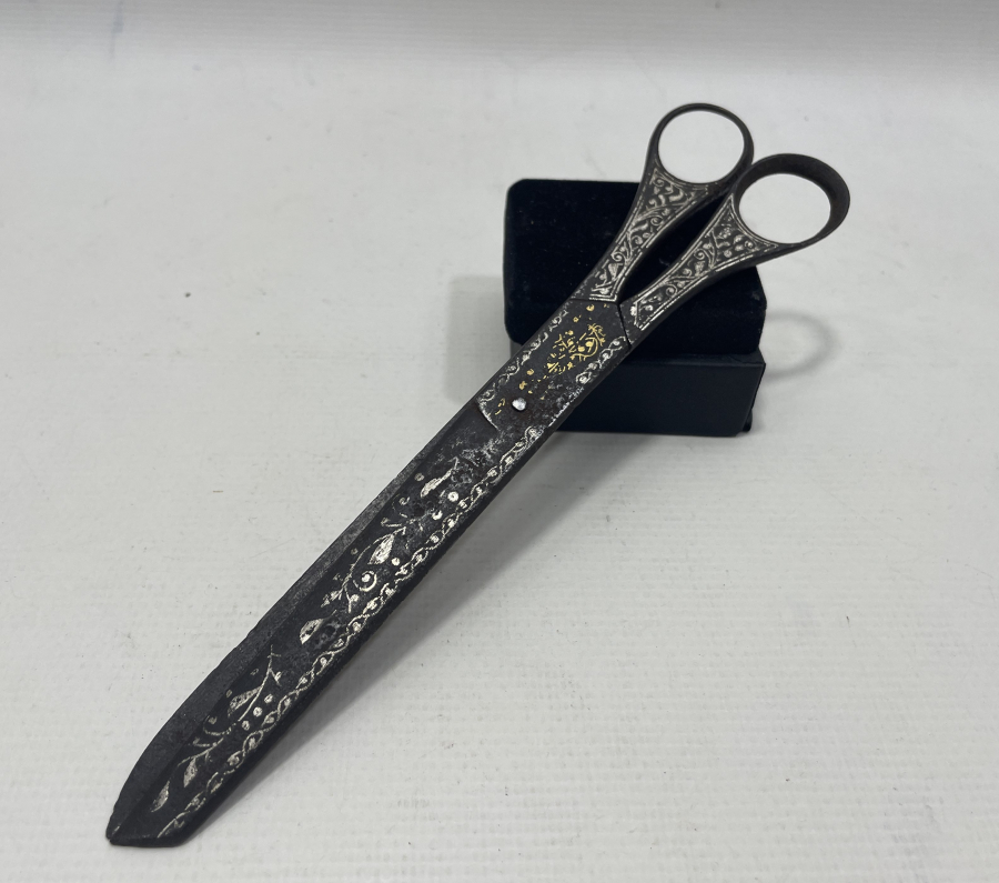 OSMANLI DÖNEMİ ALTIN VE GÜMÜŞ İŞLEMELİ NADİR HATTAT MAKASI