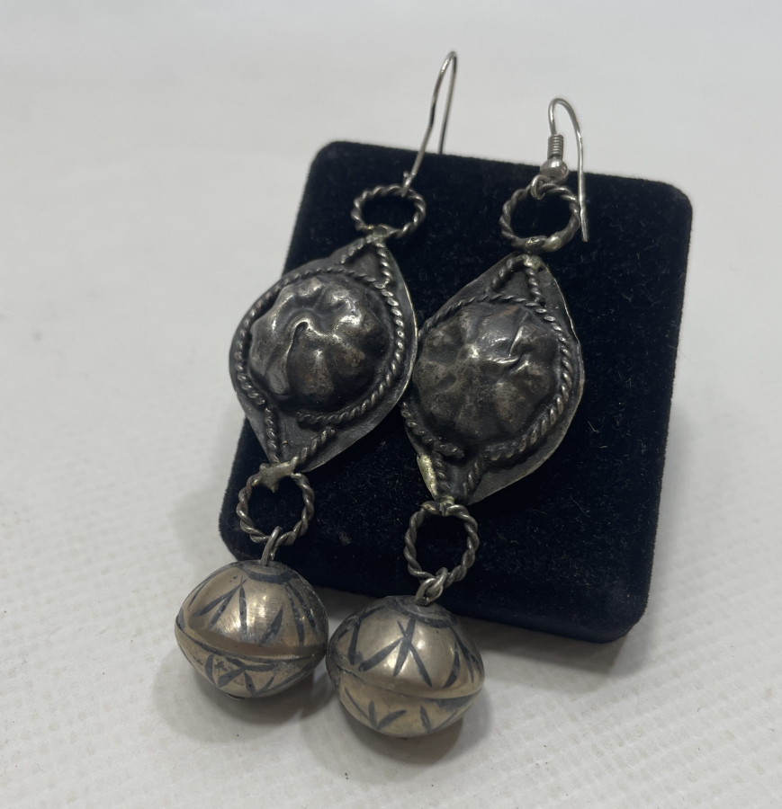 OSMANLI DÖNEMİ ÇERKES İŞİ SAVATLI GÜMÜŞ KÜPE