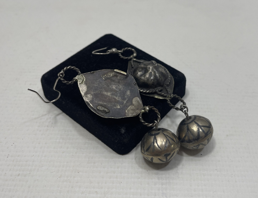 OSMANLI DÖNEMİ ÇERKES İŞİ SAVATLI GÜMÜŞ KÜPE