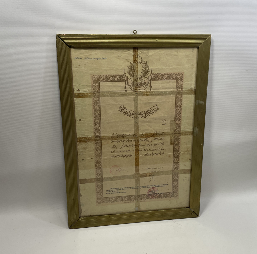 OSMANLICA YAZILI İSTİKLAL MADALYASI BERATI