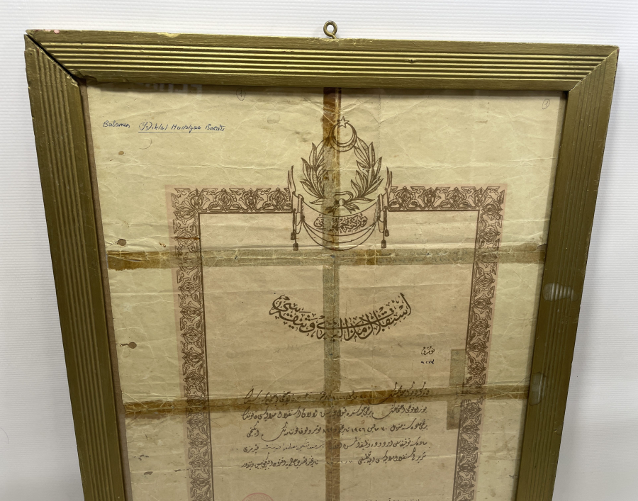 OSMANLICA YAZILI İSTİKLAL MADALYASI BERATI