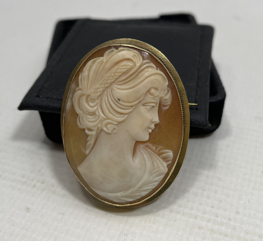 18 AYAR ALTIN KAMEO KOLYE - BROŞ